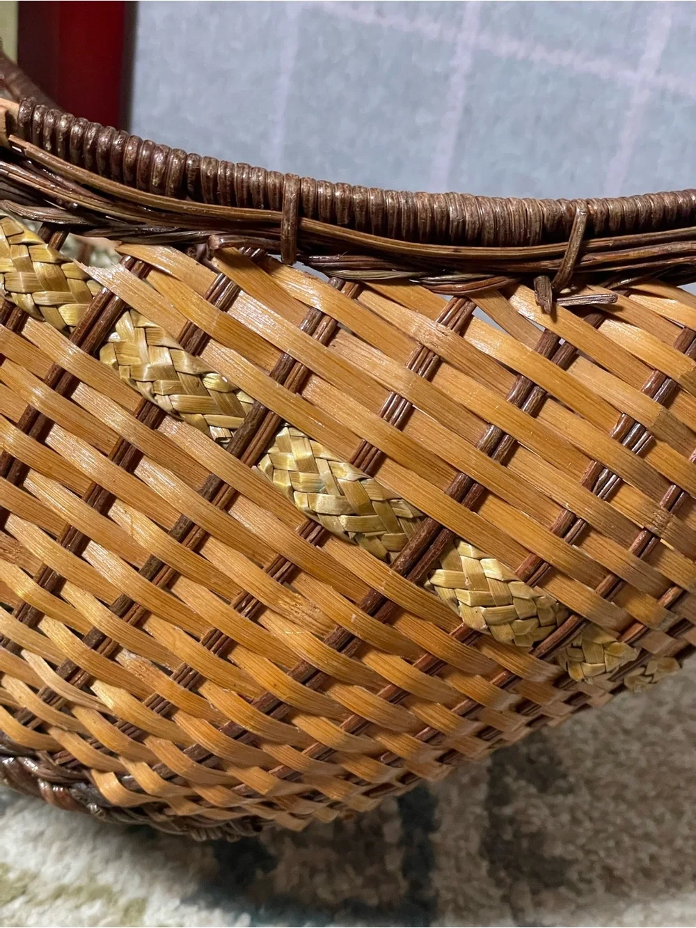 Handwoven Brown Wicker Basket Tote